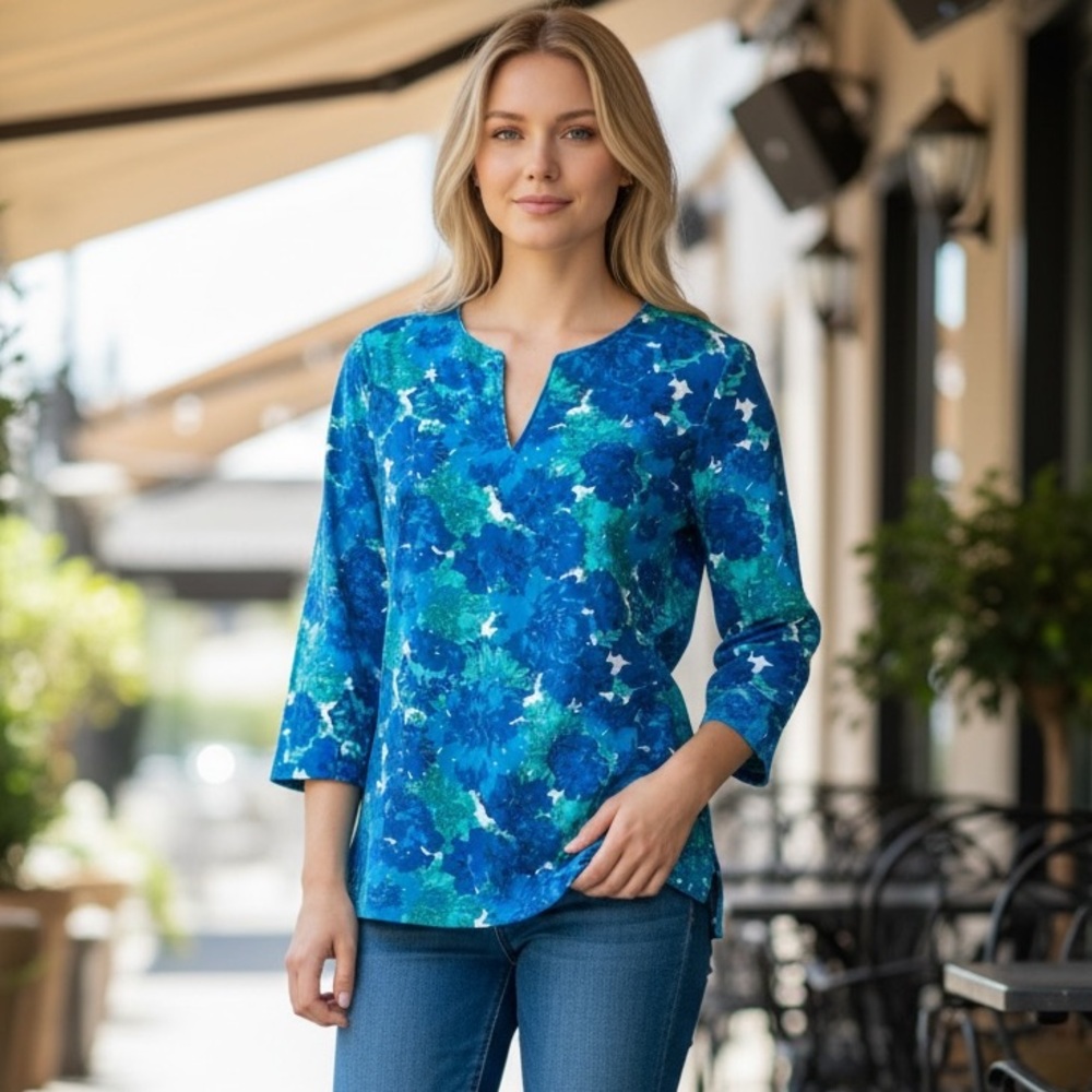 Talbots Notched Neck Blouse, NWOT
